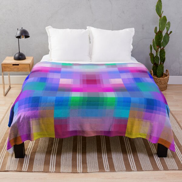 Item preview, geometric symmetry art pixel square pattern abstract background in pink blue designed and sold by Mrvell.