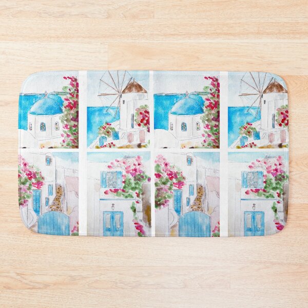 Item preview, hand painted Collage of Greece watercolor painting designed and sold by ColorandColor.