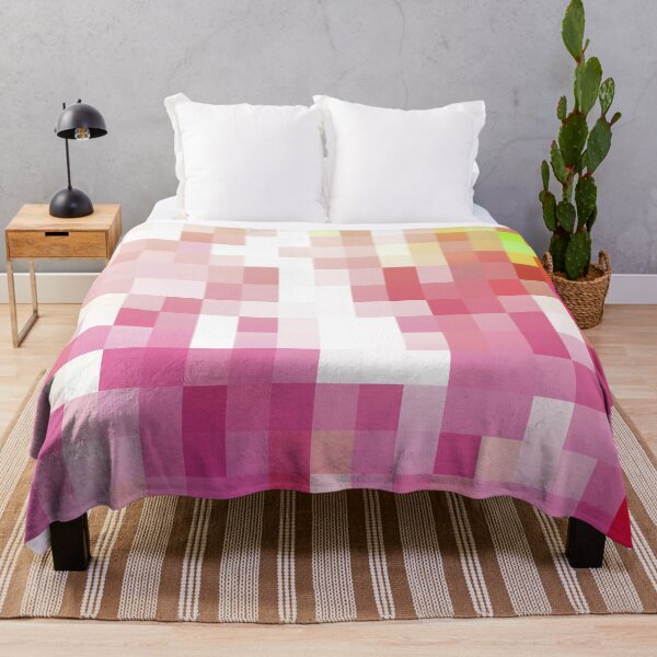 Item preview, geometric pixel square pattern abstract background in pink yellow designed and sold by Mrvell.