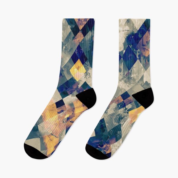 Item preview, geometric pixel square pattern abstract background in blue brown designed and sold by Mrvell.