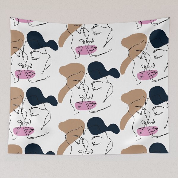 Item preview, Single line art couple kiss designed and sold by Meta-Prints.
