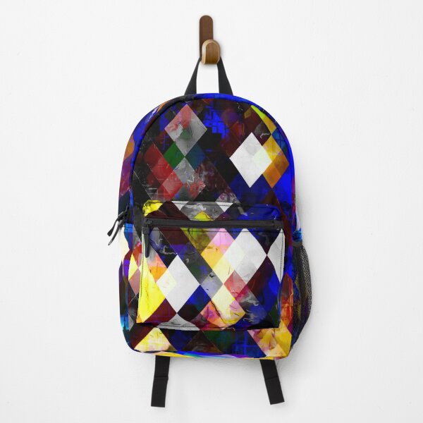 Item preview, geometric pixel square pattern abstract background in blue yellow designed and sold by Mrvell.