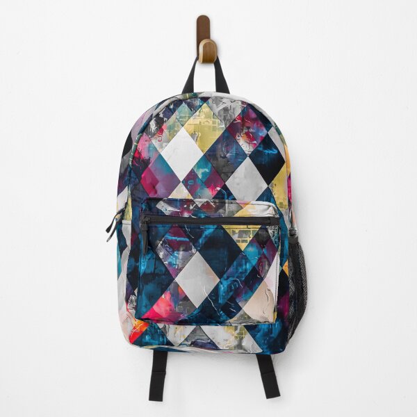 Item preview, geometric pixel square pattern abstract background in blue pink designed and sold by Mrvell.