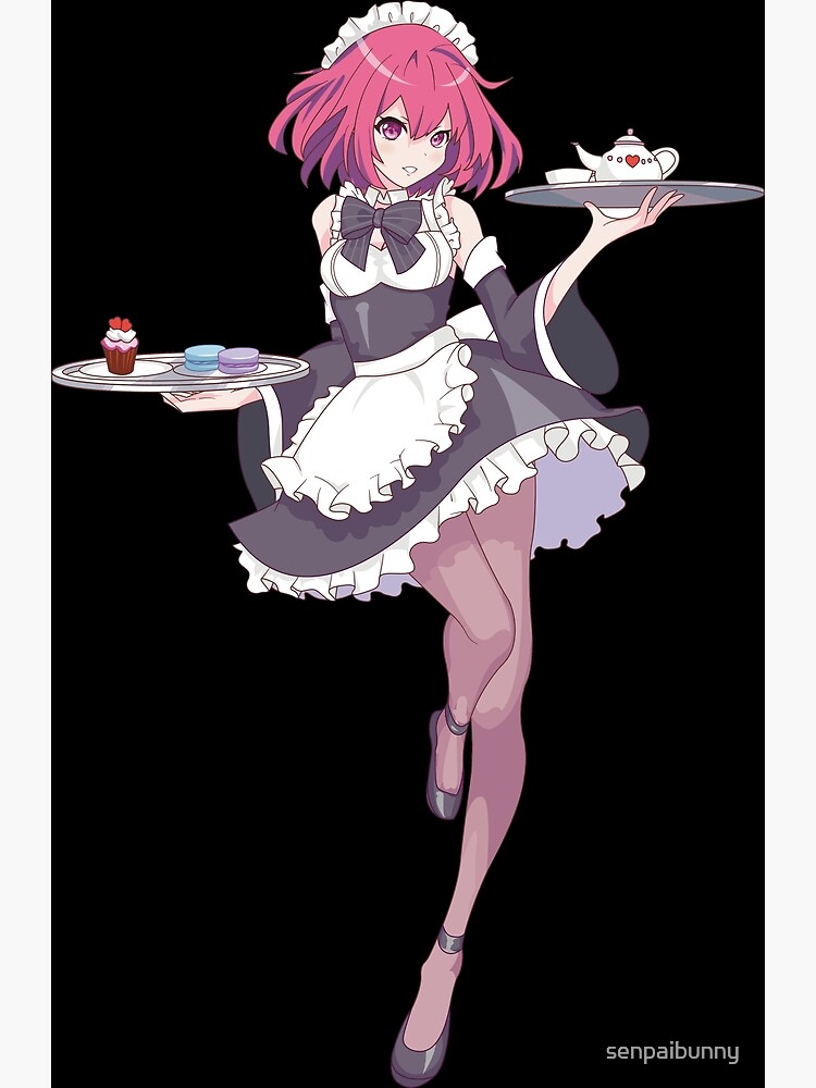 Anime Waitress Line Art Vector Illustration - TemplateMonster