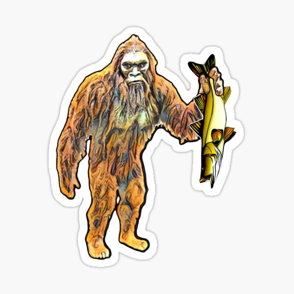 Fishing T-Shirt: Bigfoot Carrying Fish I Yeti' Sticker