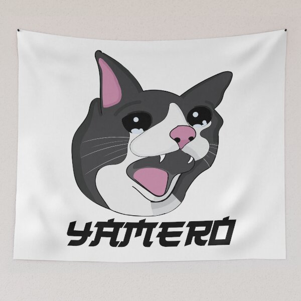 Item preview, Yamero Crying Screaming Cat Meme Cute Japanese Kawaii designed and sold by alltheprints.