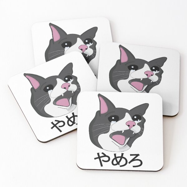 Item preview, Yamero Crying Screaming Cat Meme Cute Japanese words designed and sold by alltheprints.