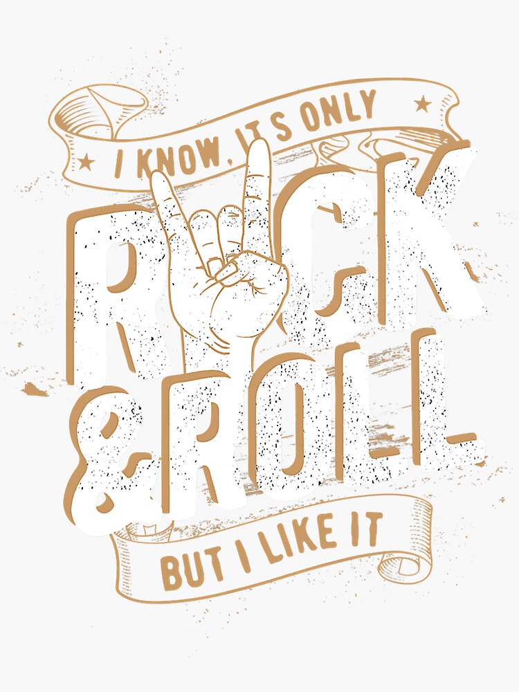 "Cool Rock and Roll Tee Shirt, I Love Rock Music, Rock & Roll" Sticker