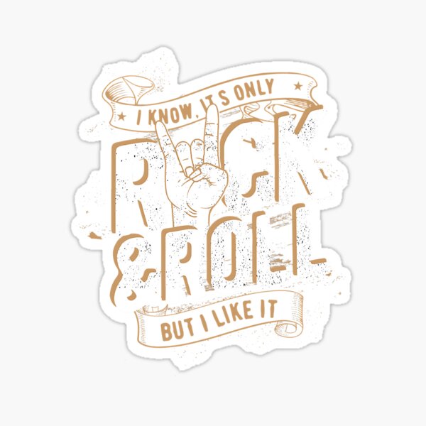 "Cool Rock and Roll Tee Shirt, I Love Rock Music, Rock & Roll" Sticker
