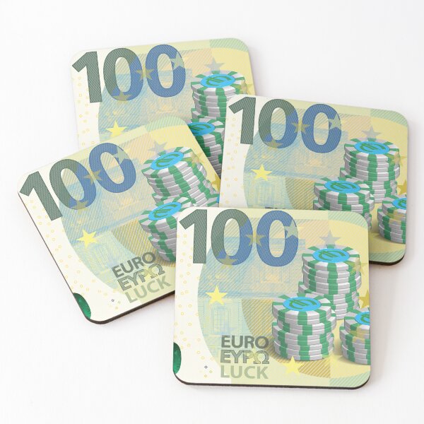 Item preview, Obverse banknote. Lucky 100 euro European Union note. 3d stacks of casino playing chips. EU fortune cash designed and sold by GAleksS.