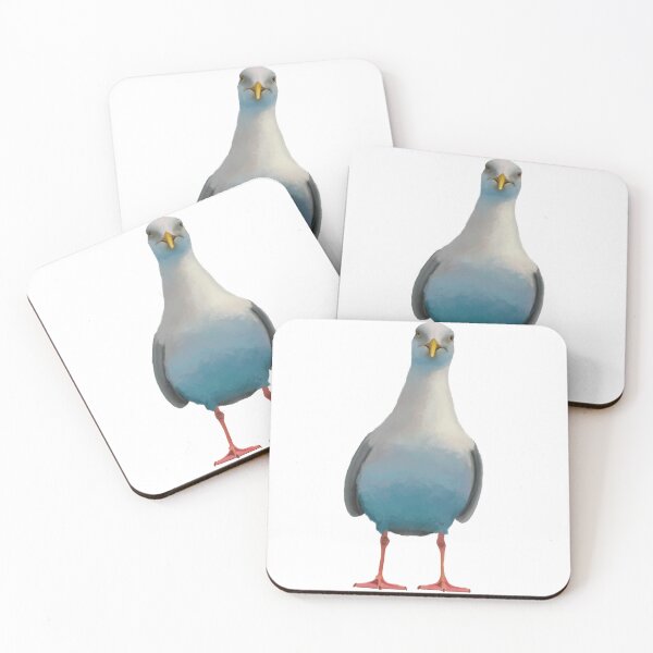 Item preview, Quirky curious seagull. Chip hungry seagull. Ocean bird illustration. Seabird artwork. designed and sold by PlumpPlumStudio.