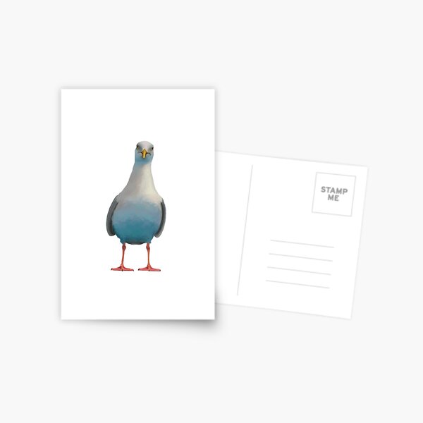 Item preview, Quirky curious seagull. Chip hungry seagull. Ocean bird illustration. Seabird artwork. designed and sold by PlumpPlumStudio.