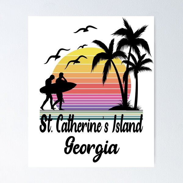 Item preview, St. Catherine's Island Georgia Seaside Retro Sunset designed and sold by mountainadora.