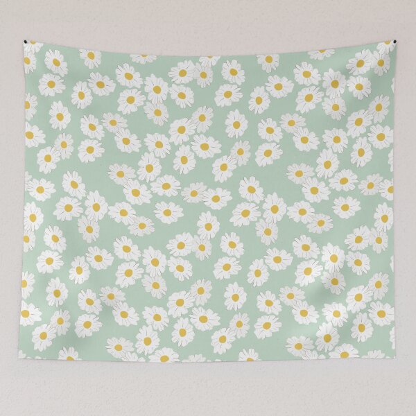 Item preview,  Daisies, wildflowers  pastel painting. Modern  Aesthetic floral art pattern, mint green. Iphone or Samsung case designed and sold by AimiAesthetic.