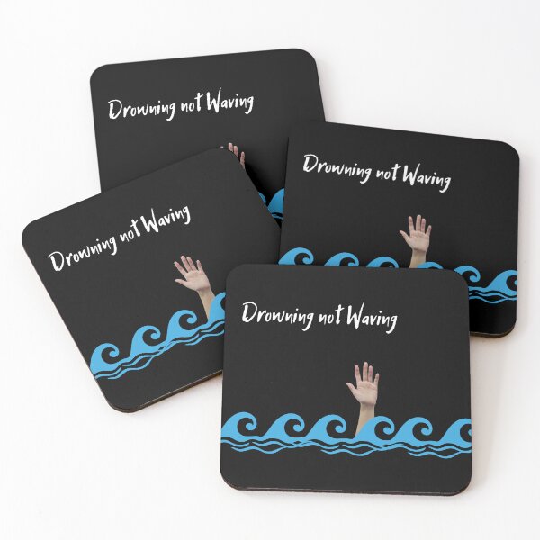 Item preview, Drowning Not Waving (in black) | Beach | Waves | Swimming designed and sold by CosmicStory.