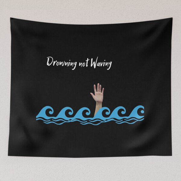 Item preview, Drowning Not Waving (in black) | Beach | Waves | Swimming designed and sold by CosmicStory.
