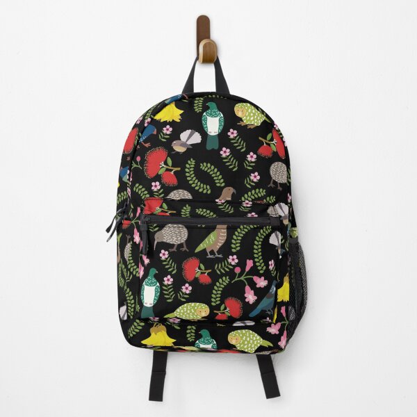 Item preview, New Zealand Birds and Flowers BLACK designed and sold by Rebeccatiana.nz.