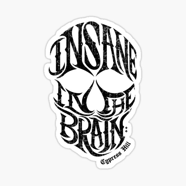 Insane The Brain Skull Blk Sticker