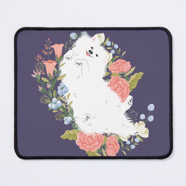 Item preview, American Eskimo Dog and Flowers - Purple Background designed and sold by Lulupainting.