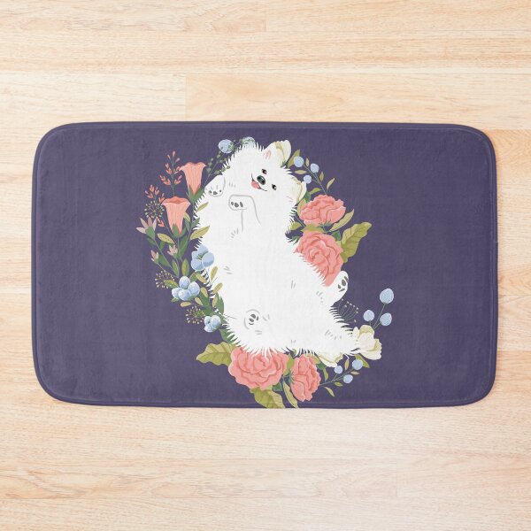 Item preview, American Eskimo Dog and Flowers - Purple Background designed and sold by Lulupainting.