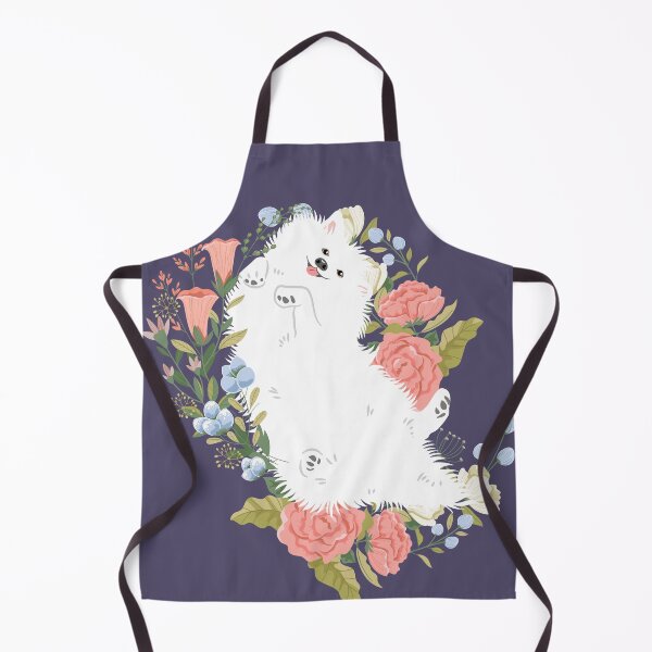 Item preview, American Eskimo Dog and Flowers - Purple Background designed and sold by Lulupainting.