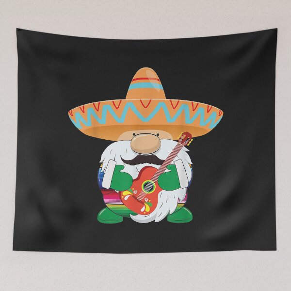 Item preview, Cinco De Mayo Mexican Gnome Wearing Sombrero Holding Guitar designed and sold by virnmjan.