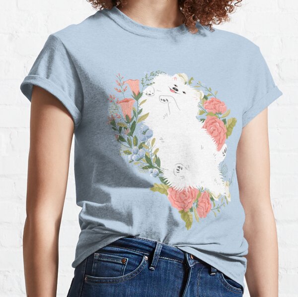 Item preview, American Eskimo Dog and Flowers - Pink Background designed and sold by Lulupainting.