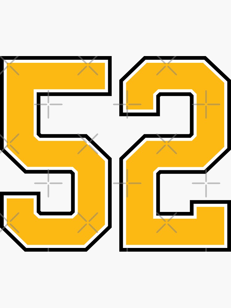 Number 52 lucky sports jersey fifty two Sticker for Sale by HeavyStyle