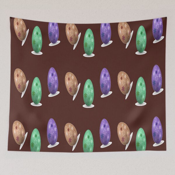 Item preview, Floral Easter eggs on brown designed and sold by tetibright.