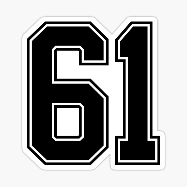 Black Number 61 lucky sports jersey sixty one Sticker for Sale by  HeavyStyle