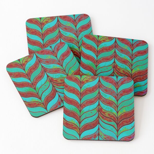 Item preview, Red and Teal - leaf wing pattern designed and sold by Kestrelle.
