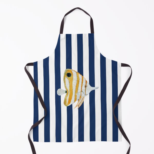 Item preview, Yellow and White Angelfish on Navy Blue Stripes designed and sold by HiddenPuppets.