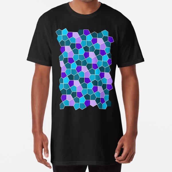 Cairo Pentagonal Tiles in Aqua and Purple Long T-Shirt