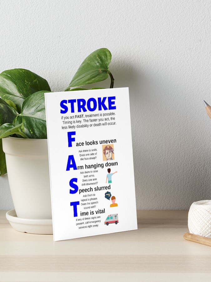 Stroke Fast Medical Mnemonic for Healthcare Art Board Print for Sale by  Caregiverology