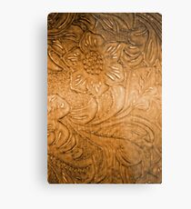 Golden Tan Tooled Leather Metal Print