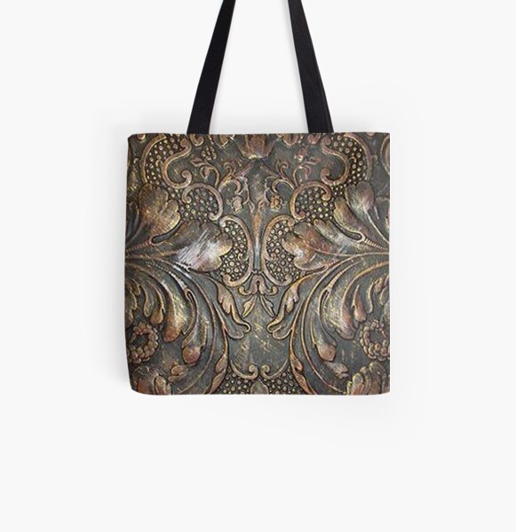 tooled leather tote