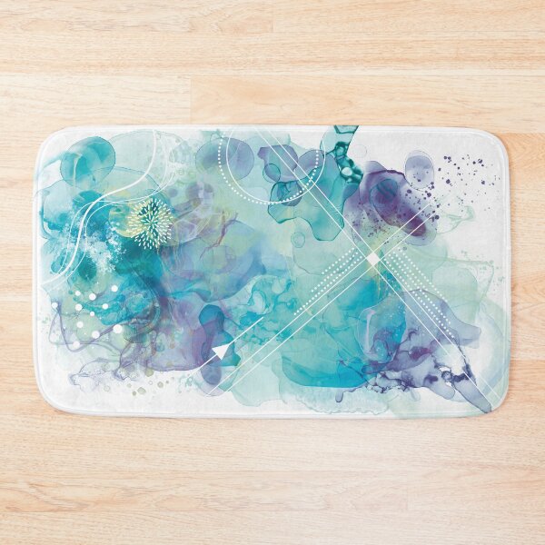 Item preview, Alcoholink design with lines and shapes turquoise  designed and sold by vianahline.