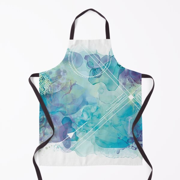 Item preview, Alcoholink design with lines and shapes turquoise  designed and sold by vianahline.