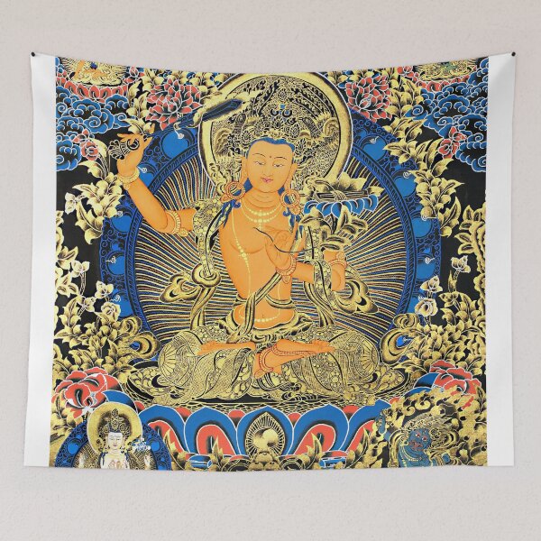 Item preview, Mandala 102 Bodhisattva Manjushri Gold Blue Thangka designed and sold by GuyBlank.