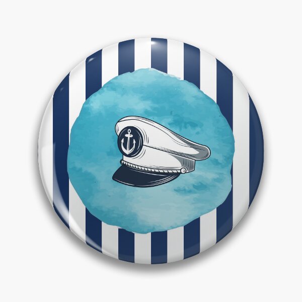Item preview, Captain Hat and Blue Circle on Navy Blue and White Stripes  designed and sold by HiddenPuppets.