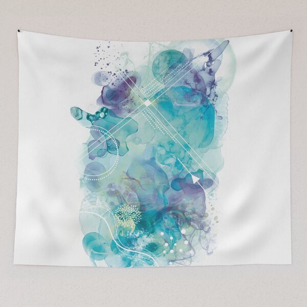 Item preview, Alcoholink design with lines and shapes blue designed and sold by vianahline.