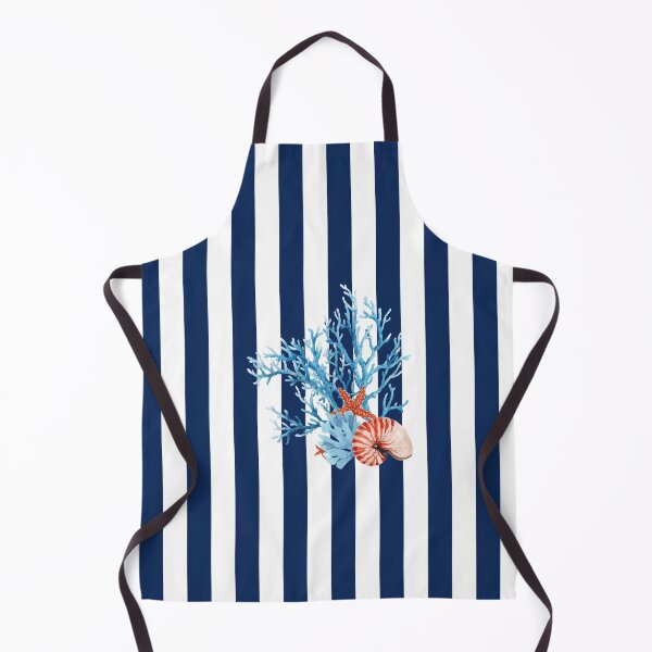 Item preview, Watercolor Corals and Shell on Navy Blue and White Stripes  designed and sold by HiddenPuppets.