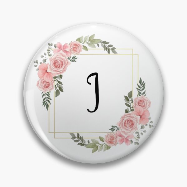 Item preview, Monogram Letter I | Pink Floral Design with Gold Edges designed and sold by JustSeasons.