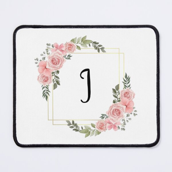 Item preview, Monogram Letter I | Pink Floral Design with Gold Edges designed and sold by JustSeasons.