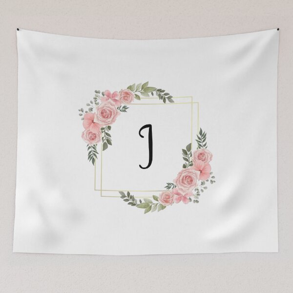 Item preview, Monogram Letter I | Pink Floral Design with Gold Edges designed and sold by JustSeasons.