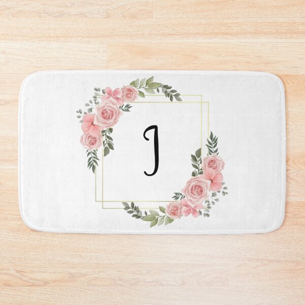 Item preview, Monogram Letter I | Pink Floral Design with Gold Edges designed and sold by JustSeasons.