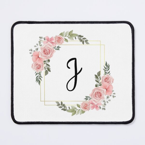 Item preview, Monogram Letter J | Pink Floral Design with Gold Edges designed and sold by JustSeasons.