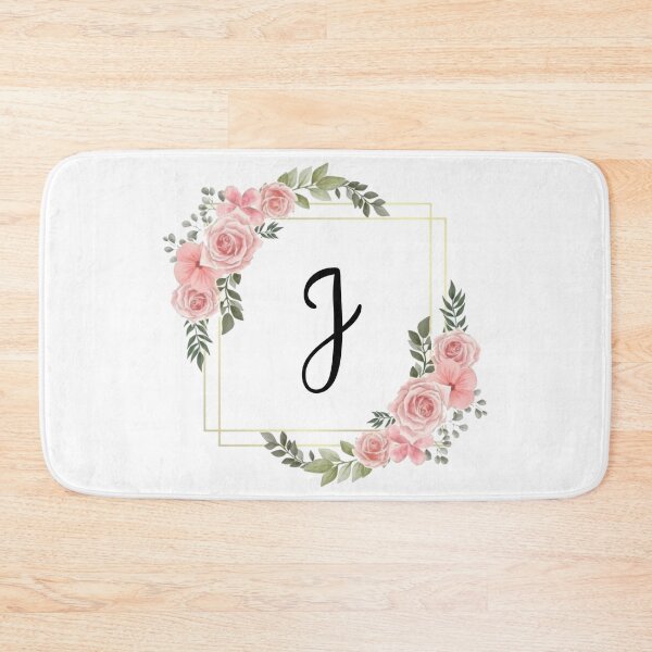 Item preview, Monogram Letter J | Pink Floral Design with Gold Edges designed and sold by JustSeasons.