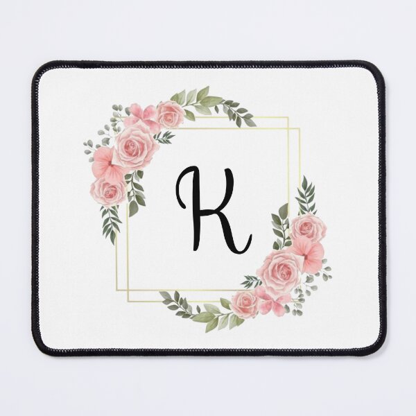 Item preview, Monogram Letter K | Pink Floral Design with Gold Edges designed and sold by JustSeasons.