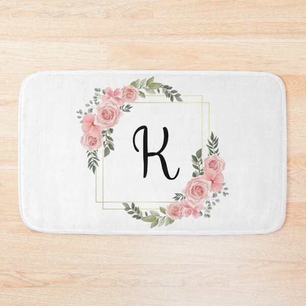 Item preview, Monogram Letter K | Pink Floral Design with Gold Edges designed and sold by JustSeasons.